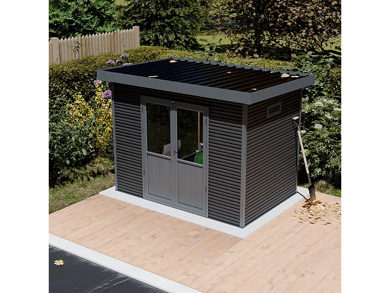 Casetta da giardino in legno composito Onyx 32 - 6m² - Grigio