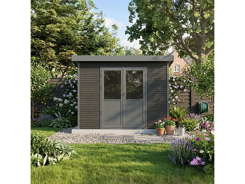 Casetta da giardino in legno composito Onyx 32 - 6m² - Grigio
