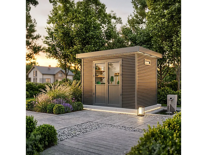 Casetta da giardino in legno composito Onyx 32 - 6m² - Grigio