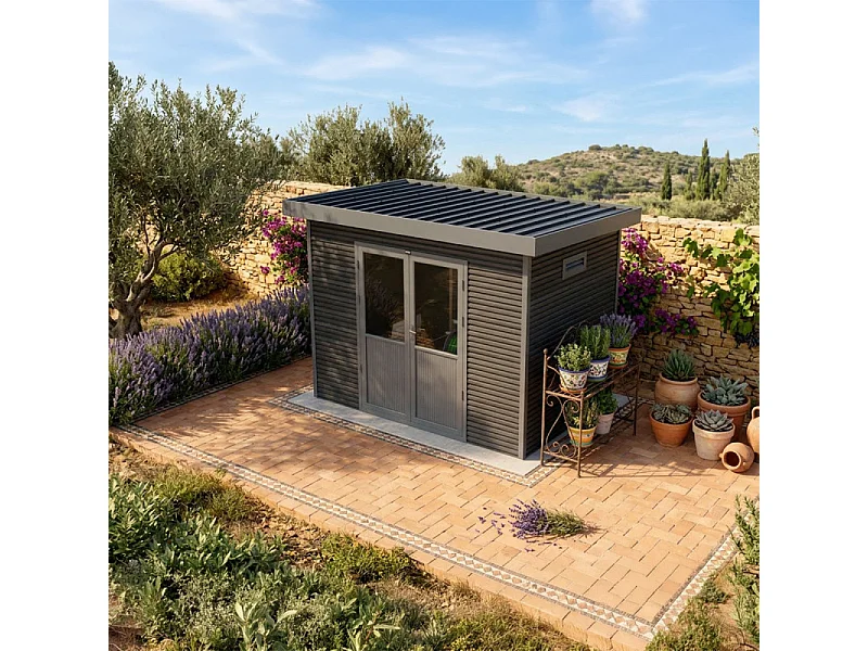 Casetta da giardino in legno composito Onyx 32 - 6m² - Grigio