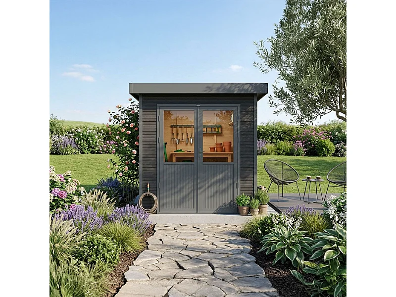 Casetta da giardino in legno composito Onyx 22 - 4m² - Grigio