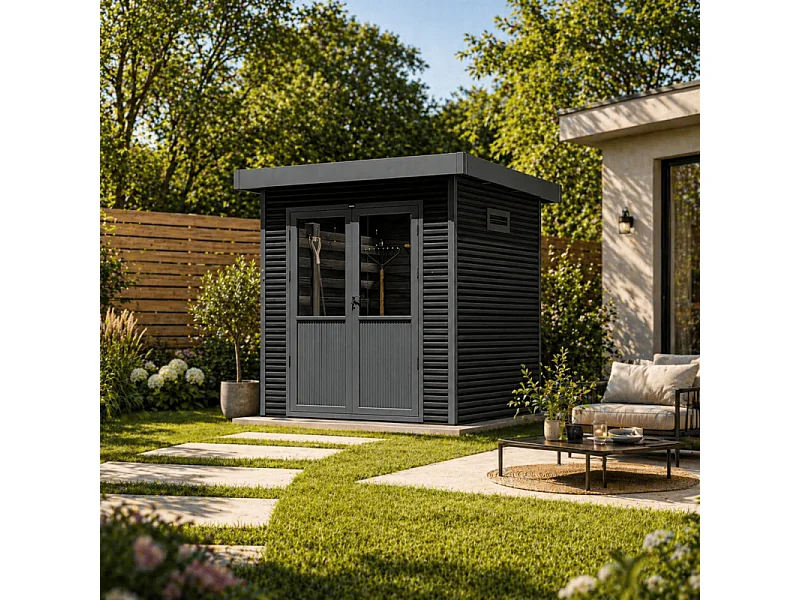 Casetta da giardino in legno composito Onyx 22 - 4m² - Grigio