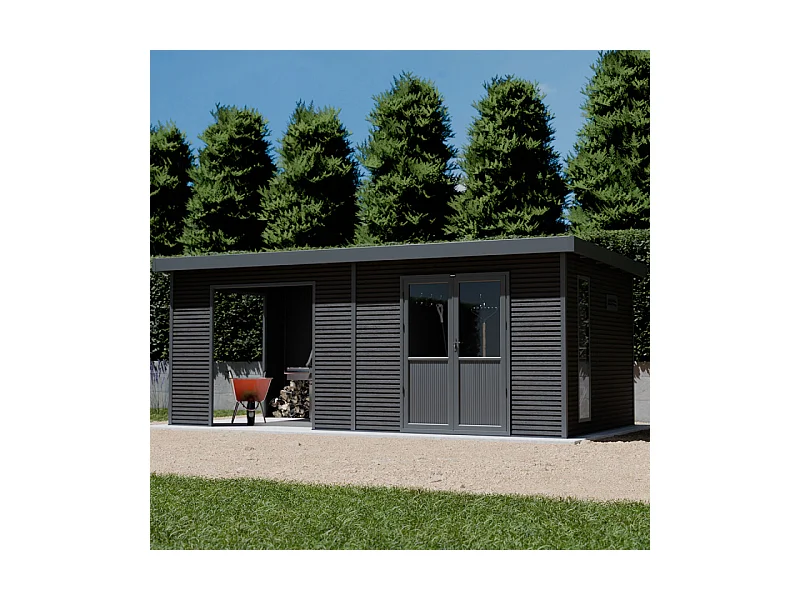 Casetta da giardino in legno composito Onyx 63 - 18 m² - Grigio