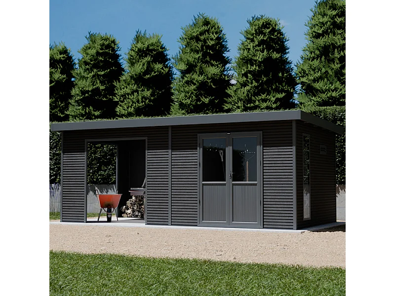 Casetta da giardino in legno composito Onyx 63 - 18 m² - Grigio