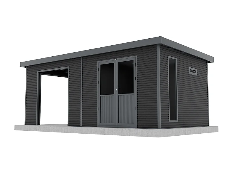 Casetta da giardino in legno composito Onyx 63 - 18 m² - Grigio