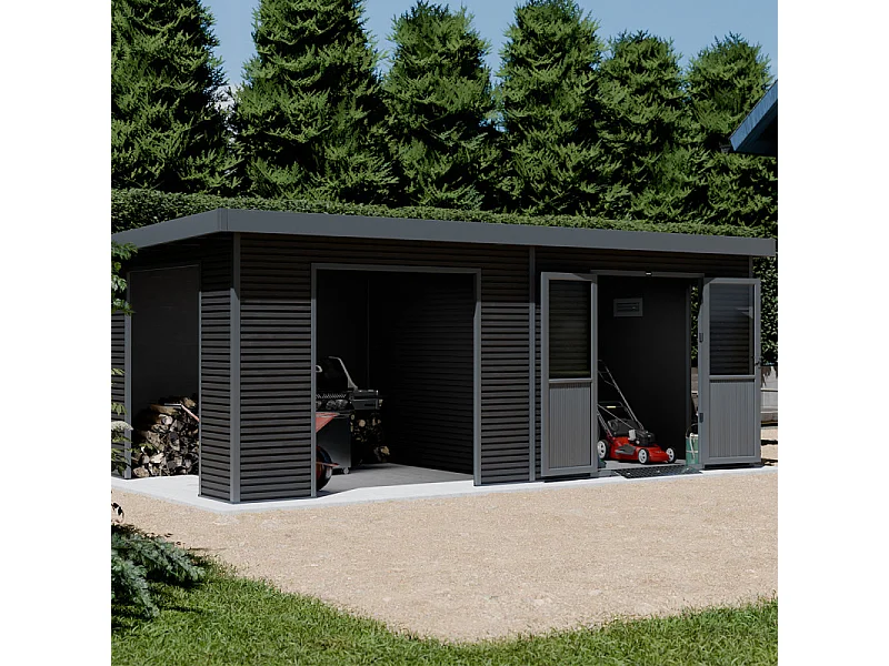 Casetta da giardino in legno composito Onyx 63 - 18 m² - Grigio