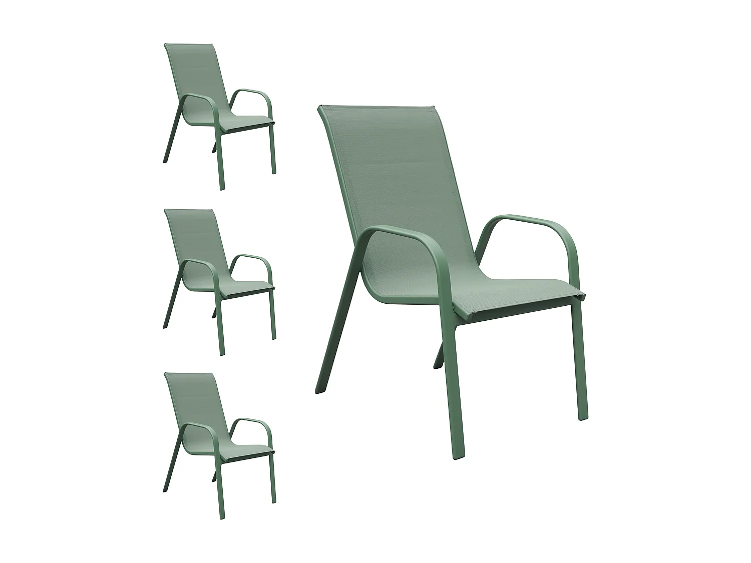 Set van 4 MARBELLA salie groene textilene stoelen - salie groen aluminium
