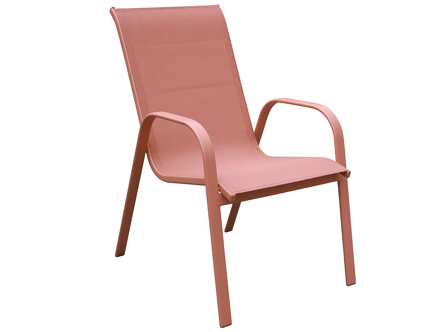 Lot de 8 chaises MARBELLA en textilène terracotta - aluminium terracotta - HAPPY GARDEN