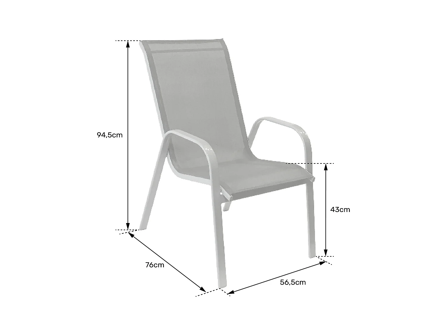 6er Set Stühle MARBELLA aus salbeigrünem Textilene - salbeigrünem Aluminium