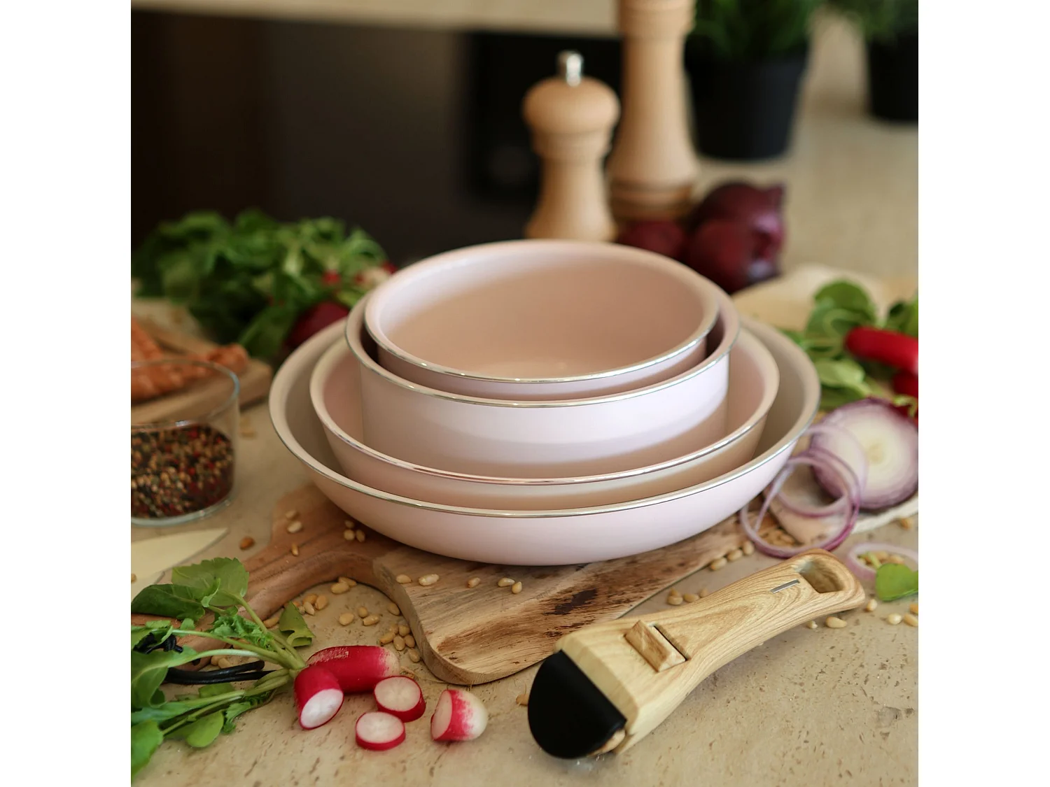 Menastyl - Set De 5 Pieces Cuisson En Aluminium Recycle Rose