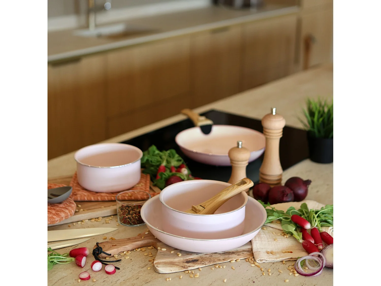 Menastyl - Set De 5 Pieces Cuisson En Aluminium Recycle Rose