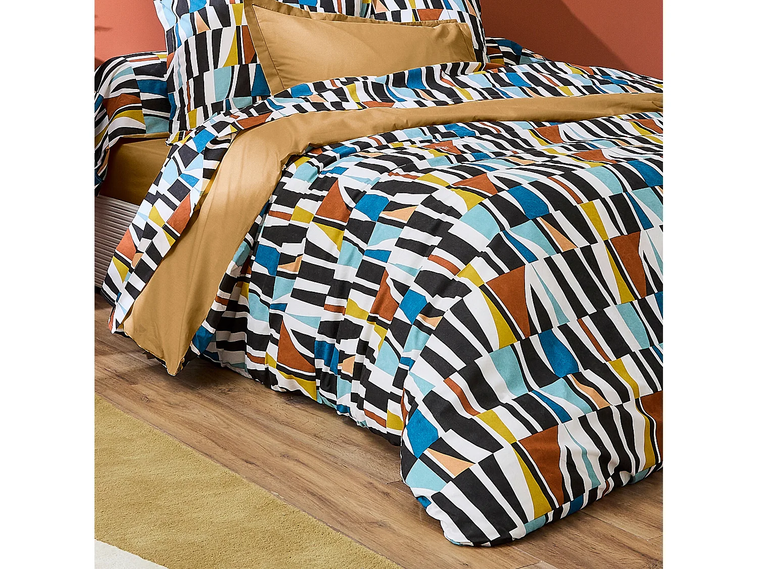 Housse de couette 200x200 cm pur coton PIETRO multicolore