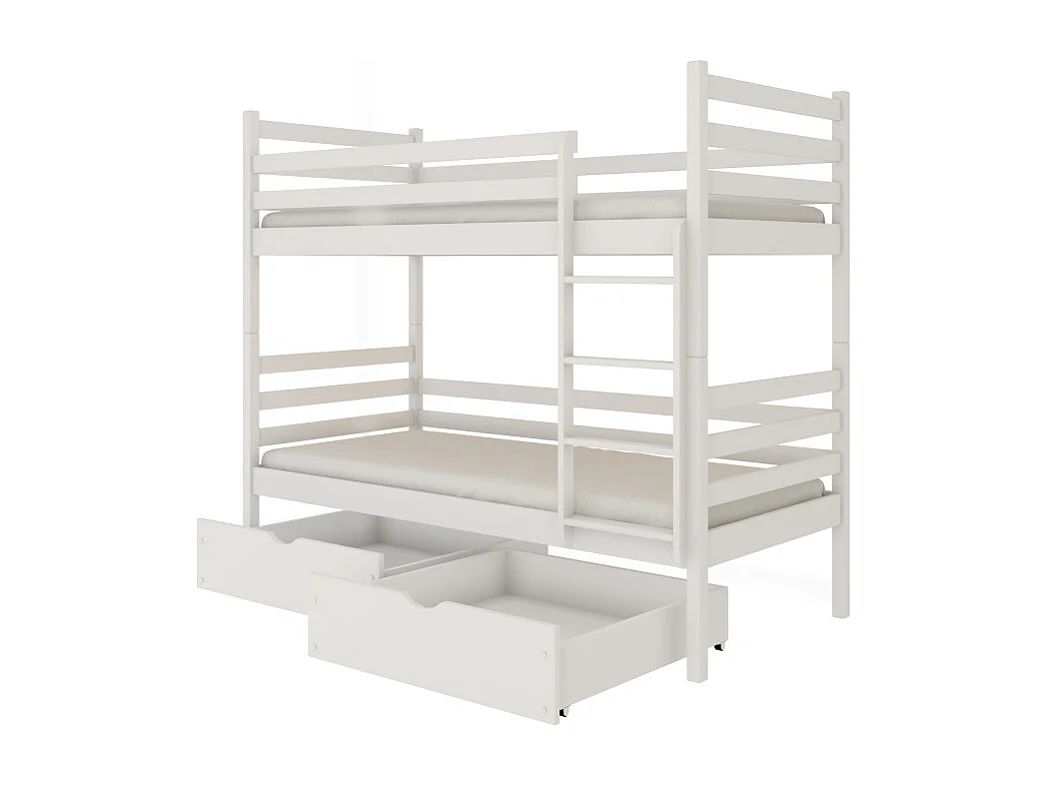 Lit Superposé Neo 90x190 - sommiers et tiroirs Blanc - blanc Livré avec sommiers