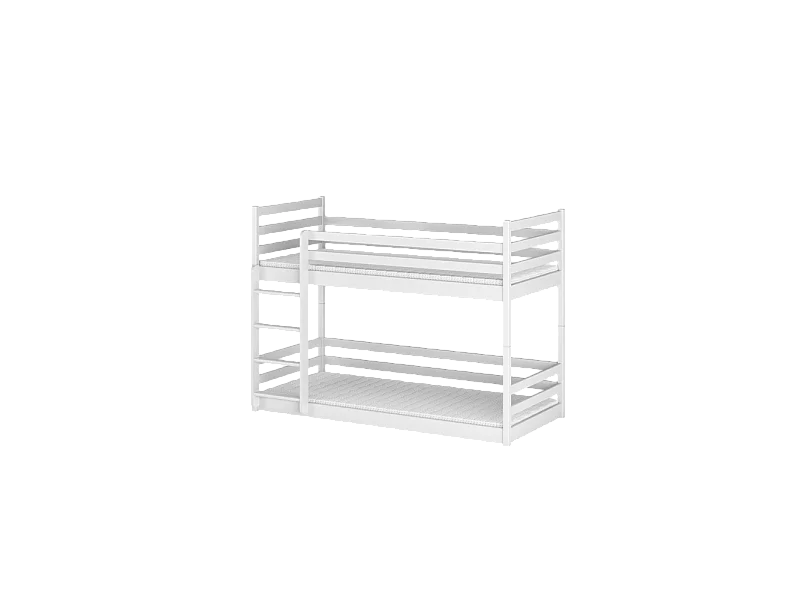 Lit Superposé MONA 90x200 - Bois massif Blanc - blanc Livré avec sommiers