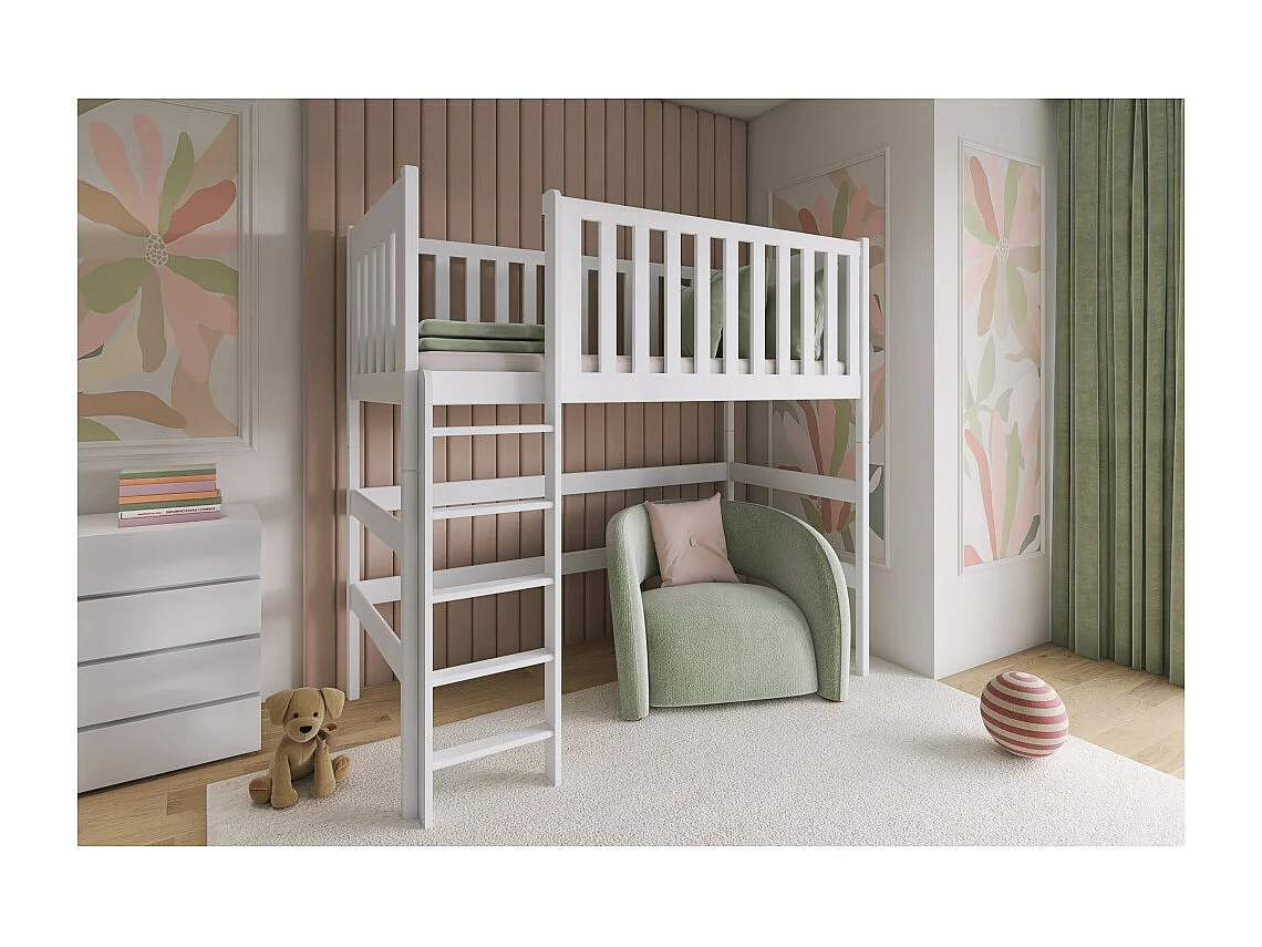 Lit Mézzanine Laury 90x200 Blanc - blanc