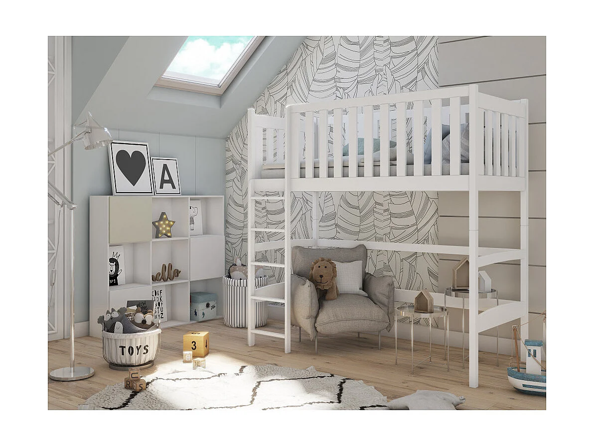 Lit Mézzanine Laury 90x200 Blanc - blanc