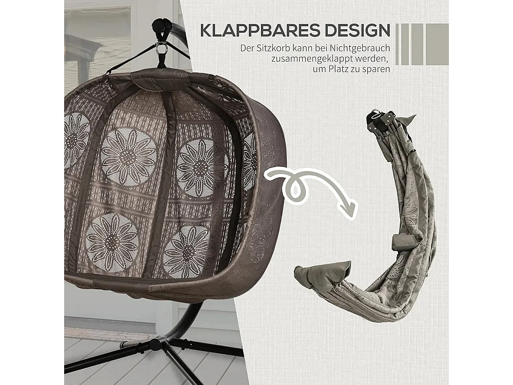 Hangstoel met frame, eivormige hangschommel met afneembaar wasbaar kussen