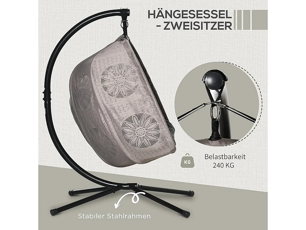 Hangstoel met frame, eivormige hangschommel met afneembaar wasbaar kussen