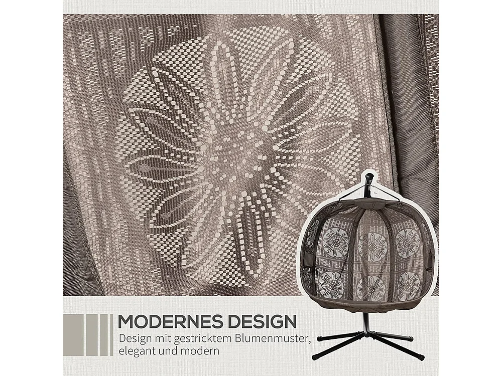 Hangstoel met frame, eivormige hangschommel met afneembaar wasbaar kussen