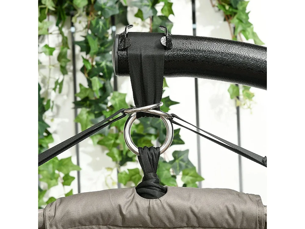 Hangstoel, voor 2 personen, opvouwbare zitmand, groot zitkussen, zand, 130 x 103 x 172 cm