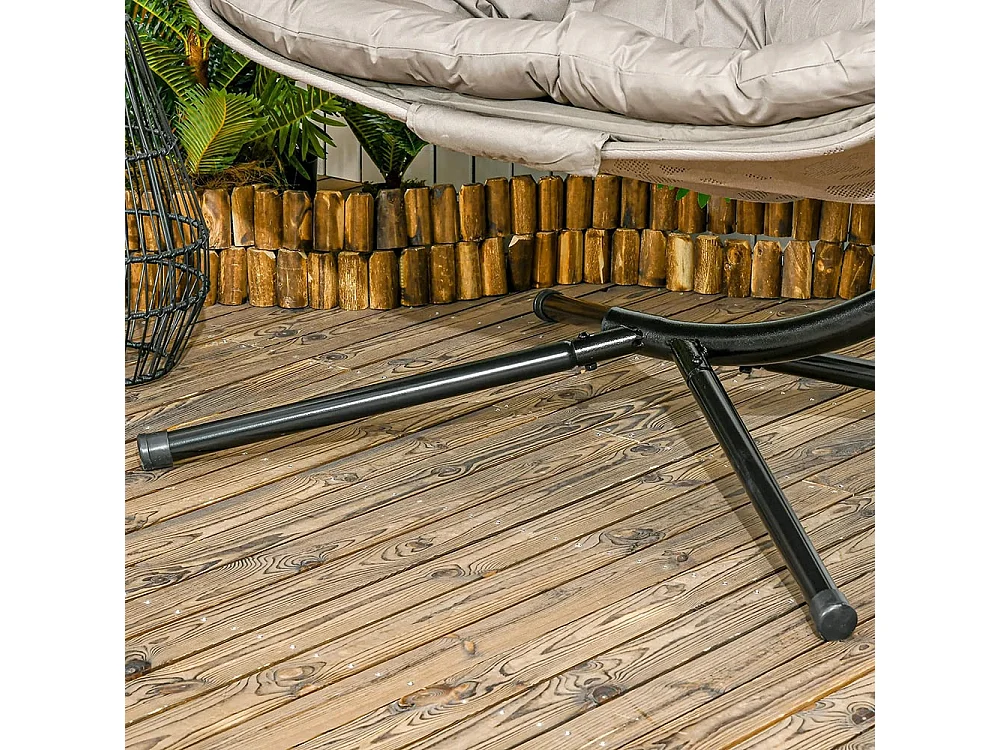 Hangstoel, voor 2 personen, opvouwbare zitmand, groot zitkussen, zand, 130 x 103 x 172 cm