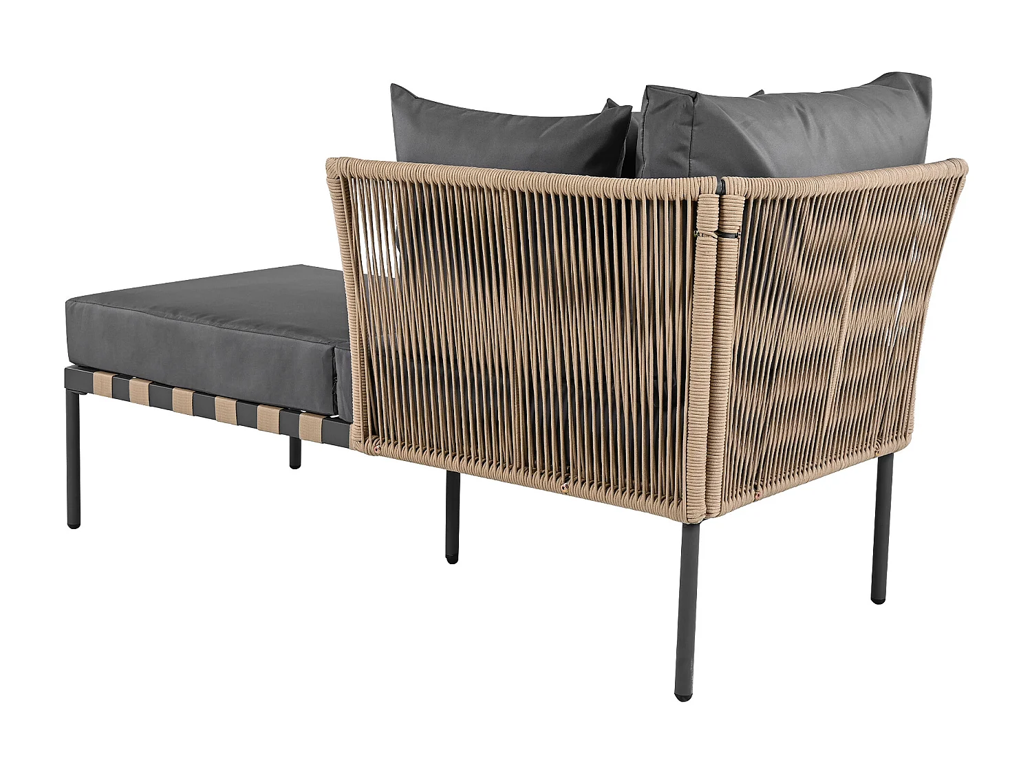 Banho de sol - sofá de jardim - espreguiçadeira de jardim desmontável e modular - em ferro galvanizado e vime - 2 lugares - cinza