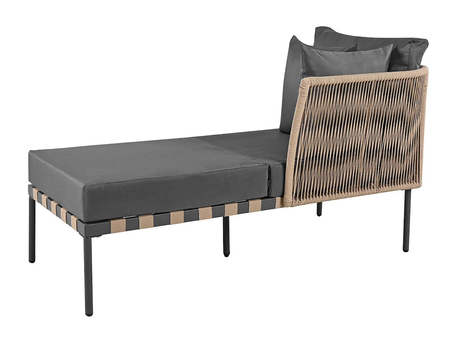 Banho de sol - sofá de jardim - espreguiçadeira de jardim desmontável e modular - em ferro galvanizado e vime - 2 lugares - cinza