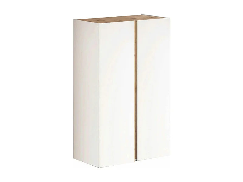 KADER - Meuble à chaussures 2 portes blanc et aspect bois finition Cadiz