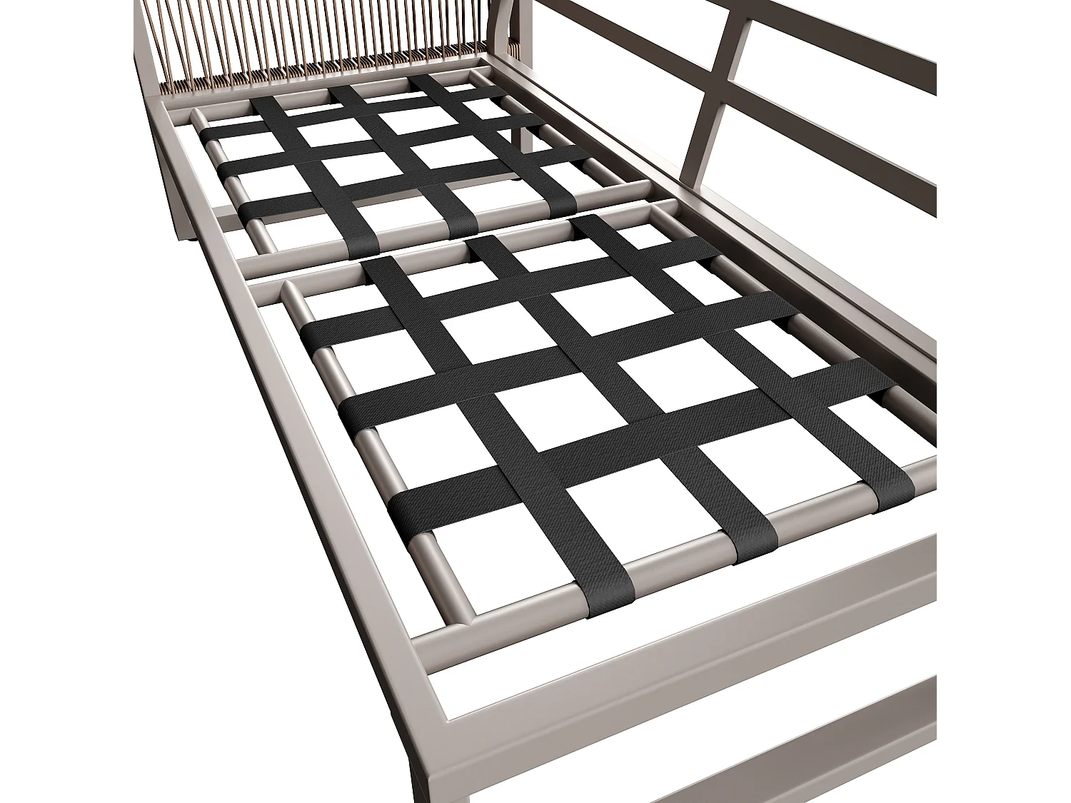 Zestaw mebli ogrodowych dla 6-7 osób, narożna sofa - z galwanizowanej stali, regulowane nogi, 2 stoliki nocne, beżowy