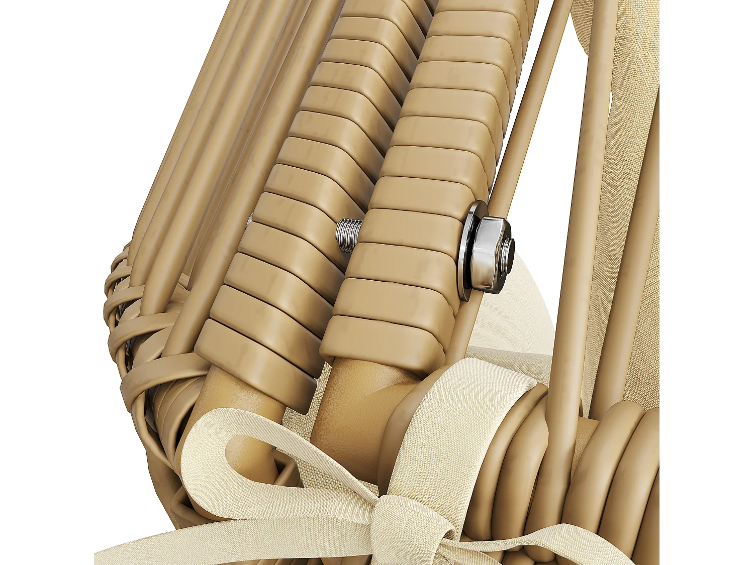 Sedia a dondolo doppia per giardino 145x85x143cm - Sedia a dondolo - Rattan PE + ferro + tessuto impermeabile - Naturale