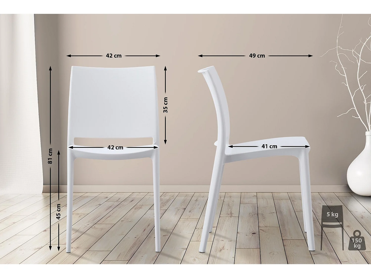 Chaises de jardin - Plastique - Blanc - Meton