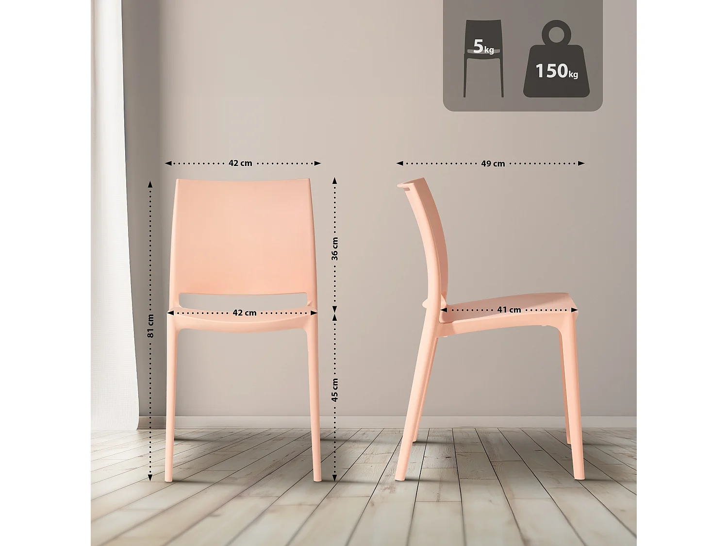 Chaises de jardin - Plastique - Pêche - Meton