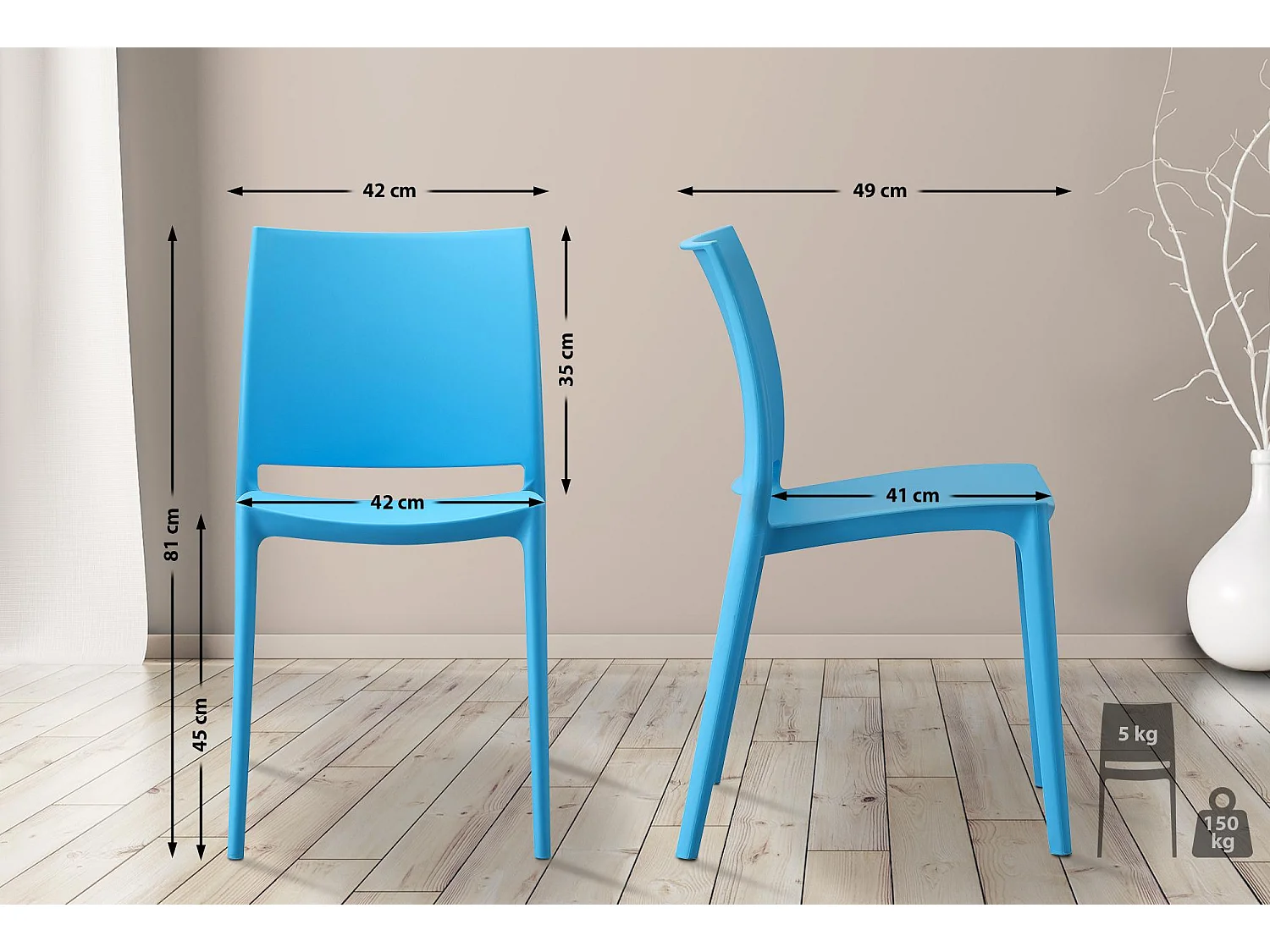 Chaises de jardin - Plastique - Bleu - Meton