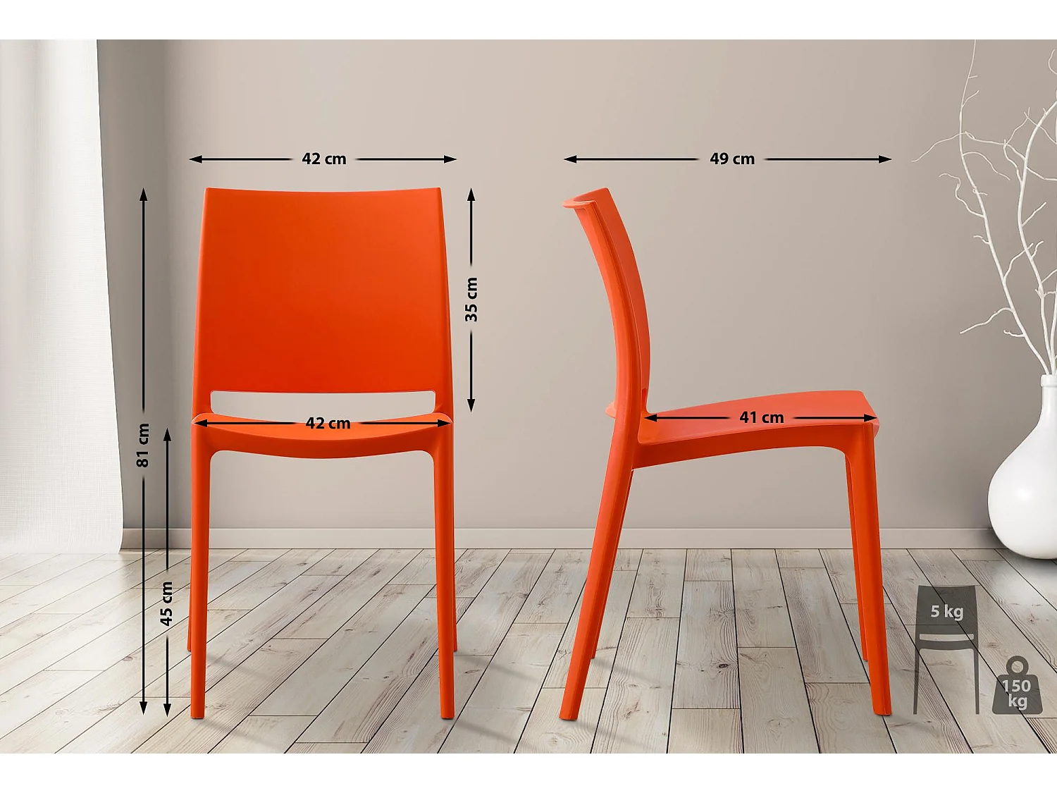 Chaises de jardin - Plastique - Orange - Meton