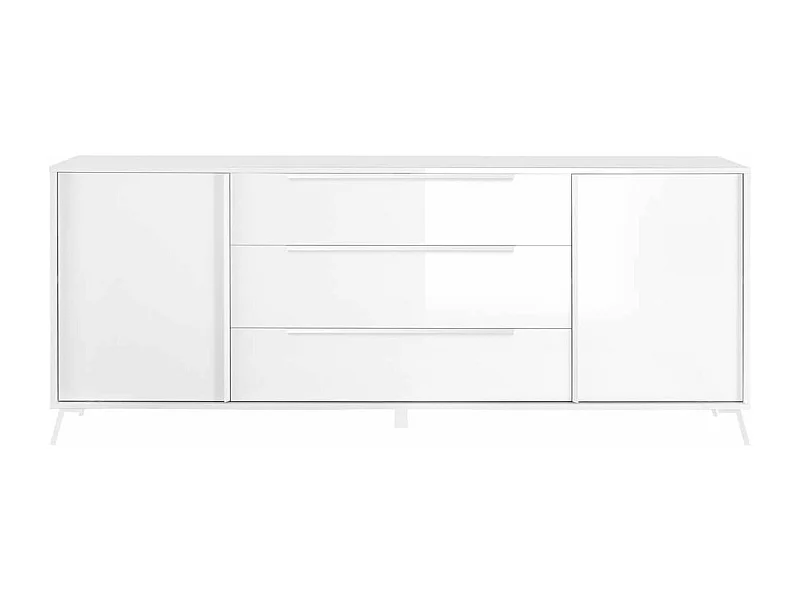KANSAS WHITE - buffet 2 portes 3 tiroirs laqué blanc pieds métal