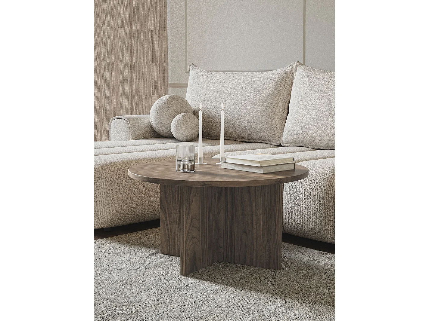 Couchtisch - rund 76x76 cm - Holzoptik Nussbaum Wisconsin - OVO