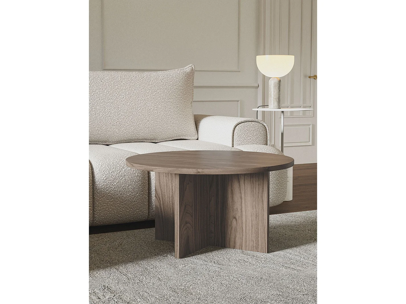 Table basse ronde - OVO - 76x76 - noyer Wisconsin