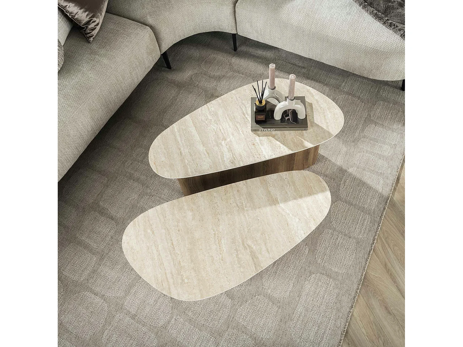 Table basse en céramique forme organique (lot de 2) ASCOLI