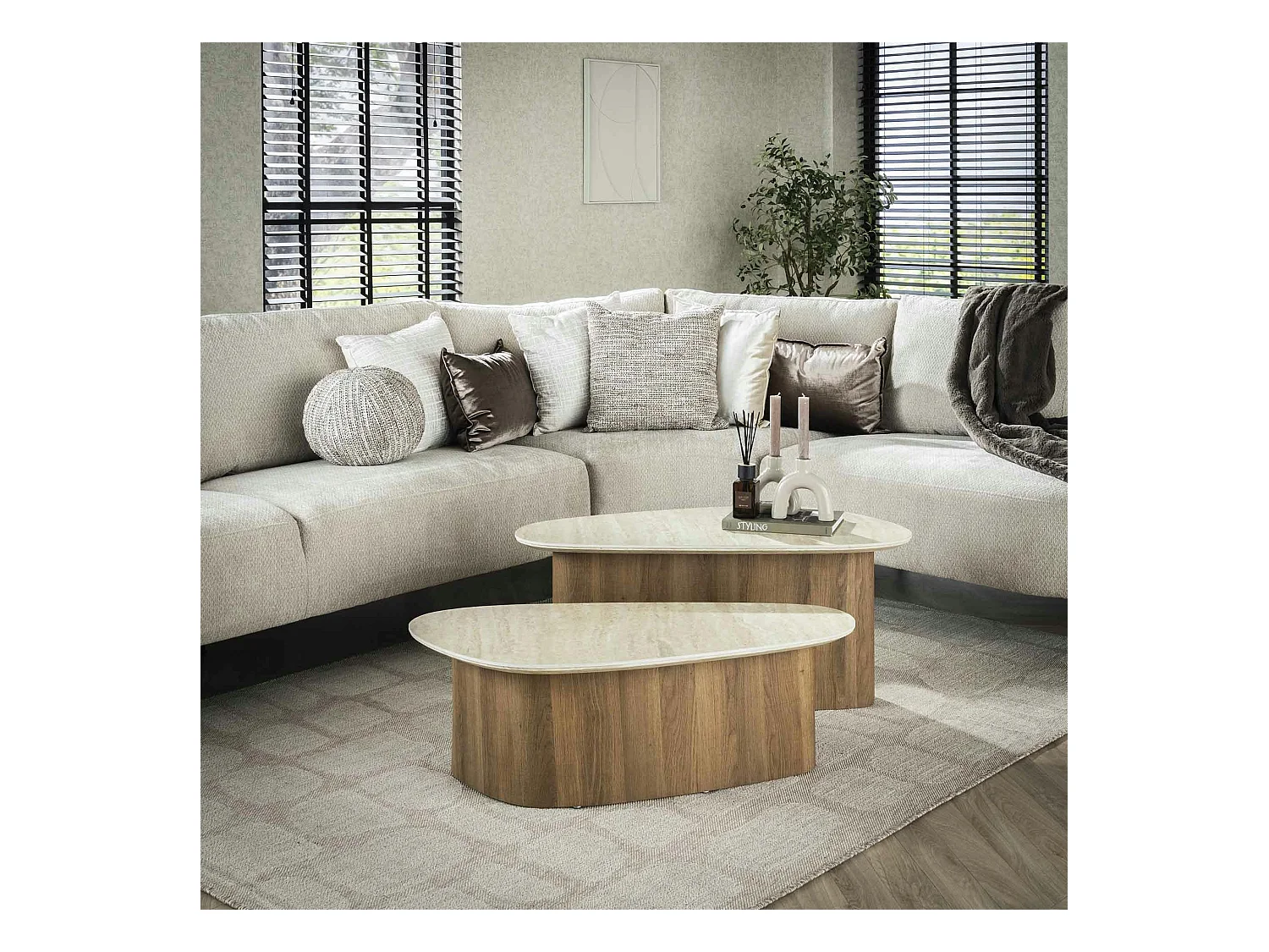 Table basse en céramique forme organique (lot de 2) ASCOLI