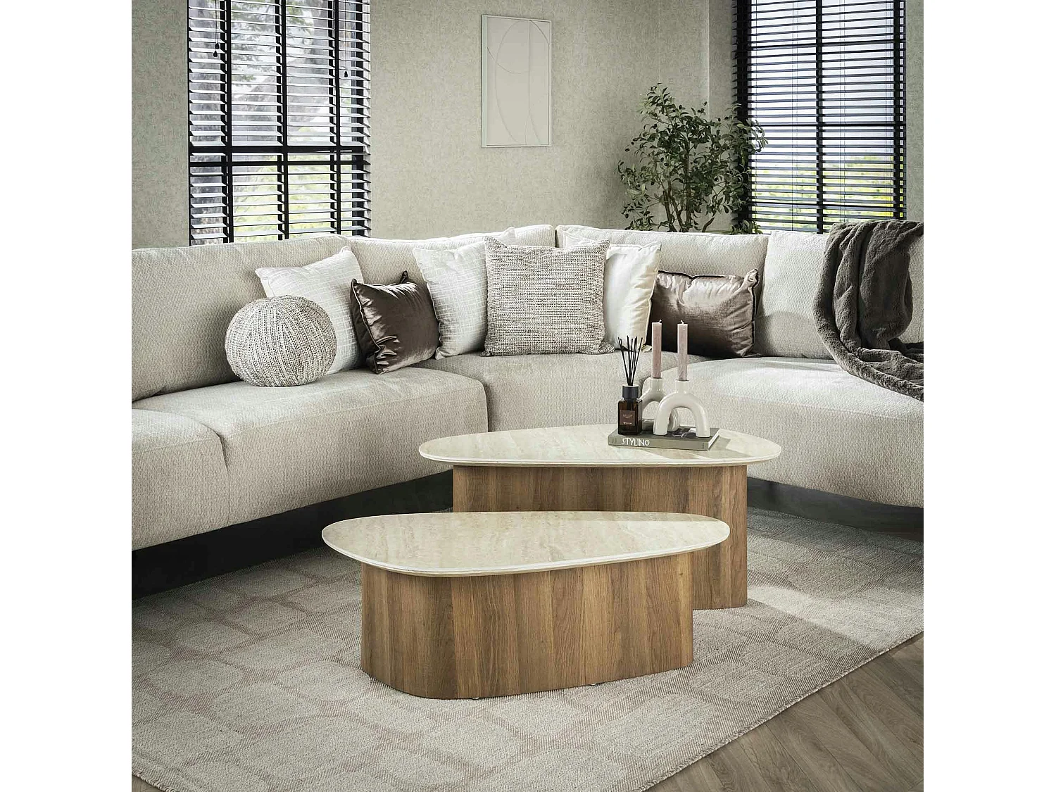 Table basse en céramique forme organique (lot de 2) ASCOLI