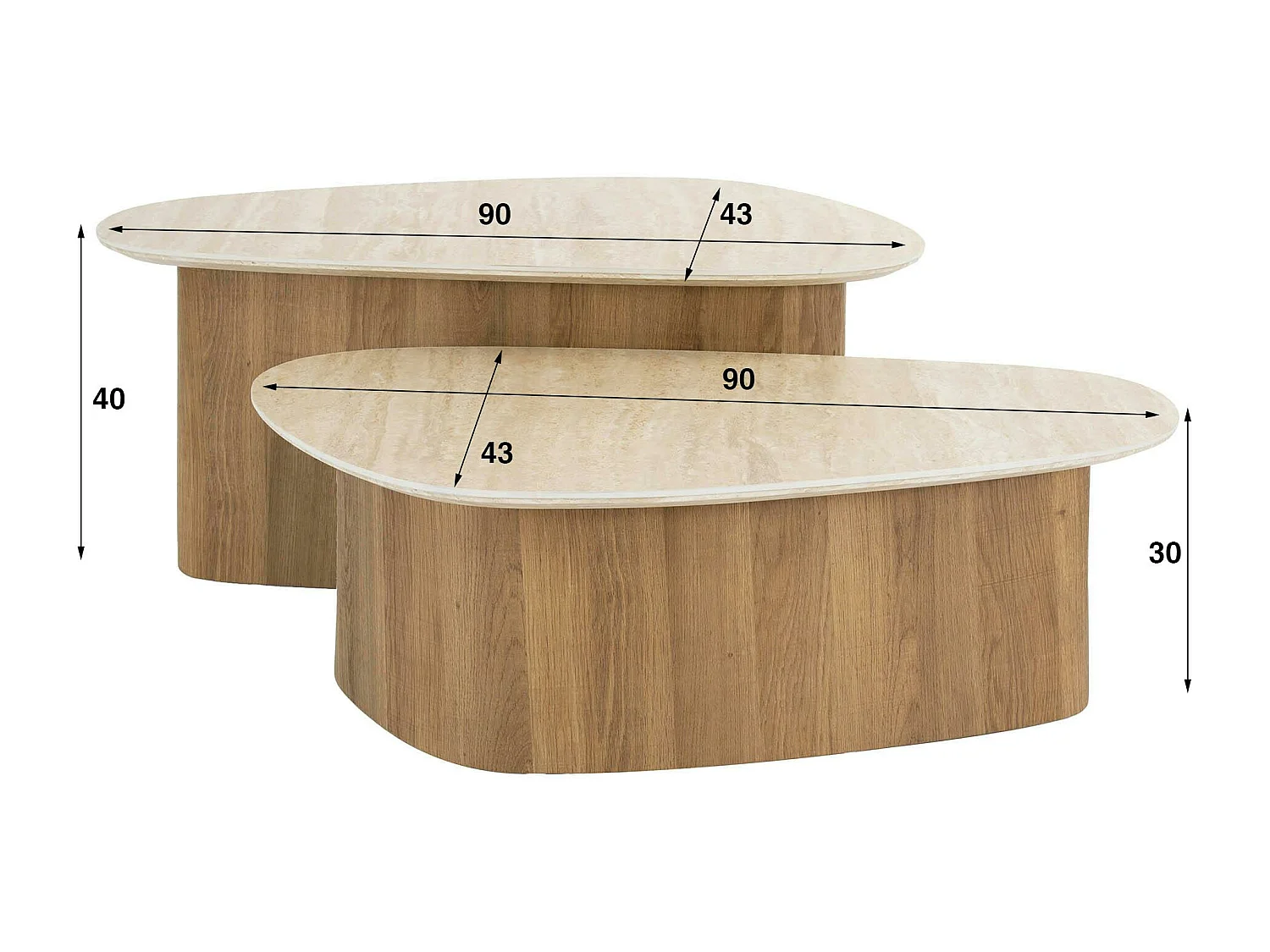 Table basse en céramique forme organique (lot de 2) ASCOLI