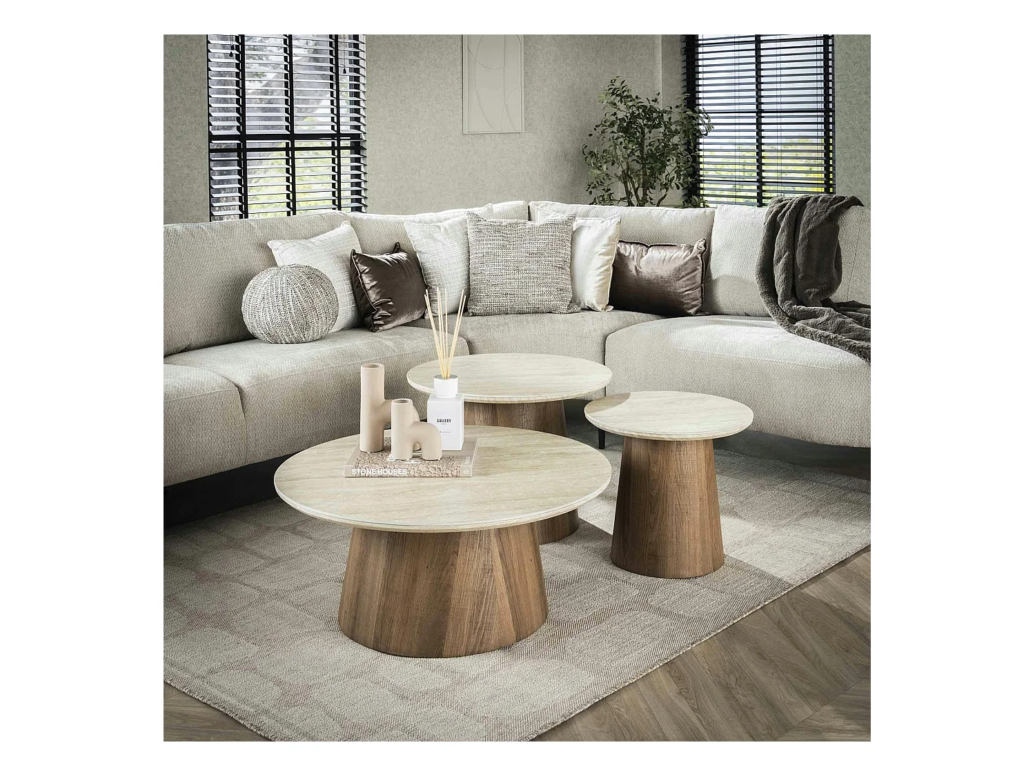 Table basse ronde en céramique (set de 3) ASCOLI