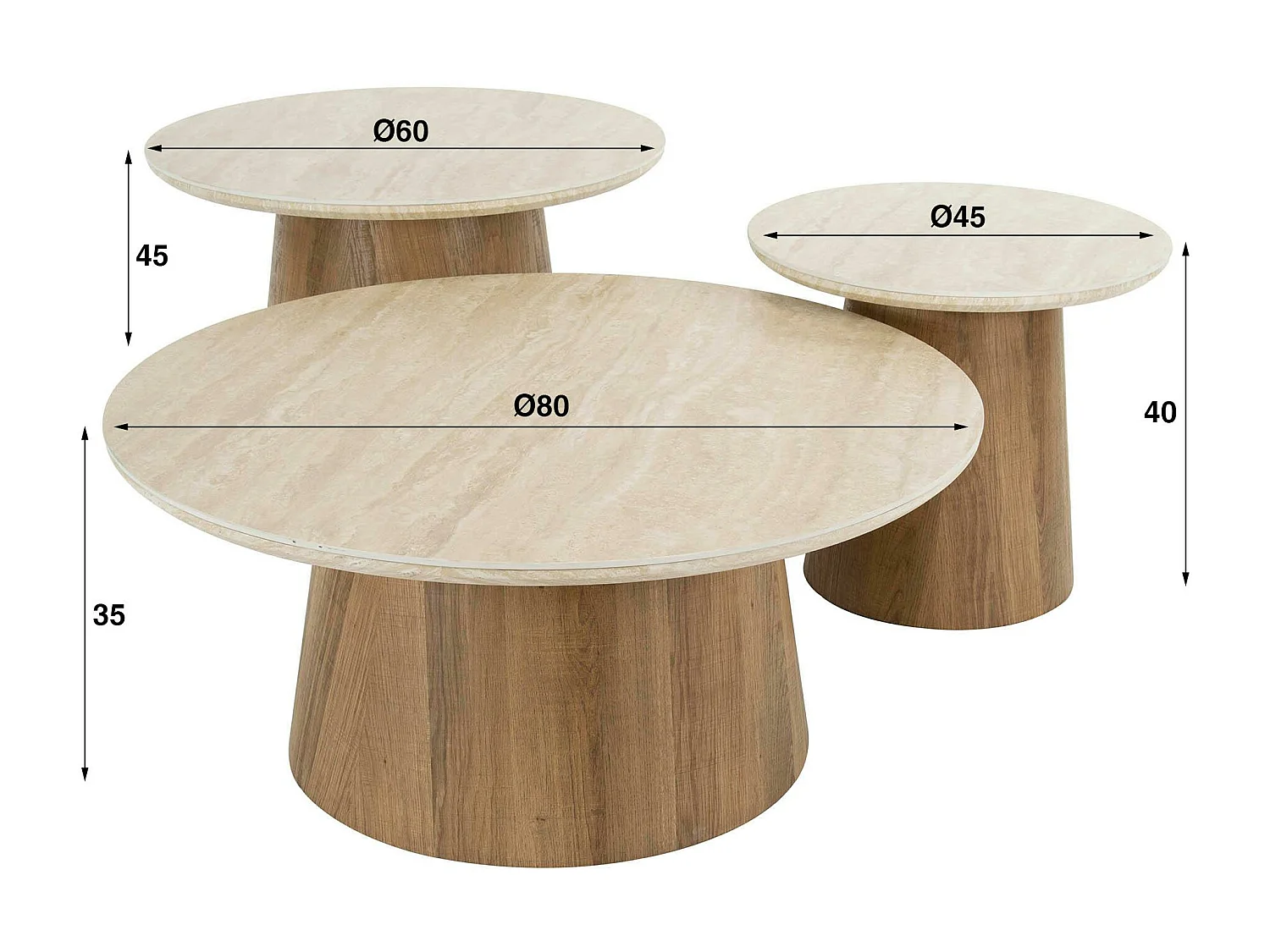 Table basse ronde en céramique (set de 3) ASCOLI