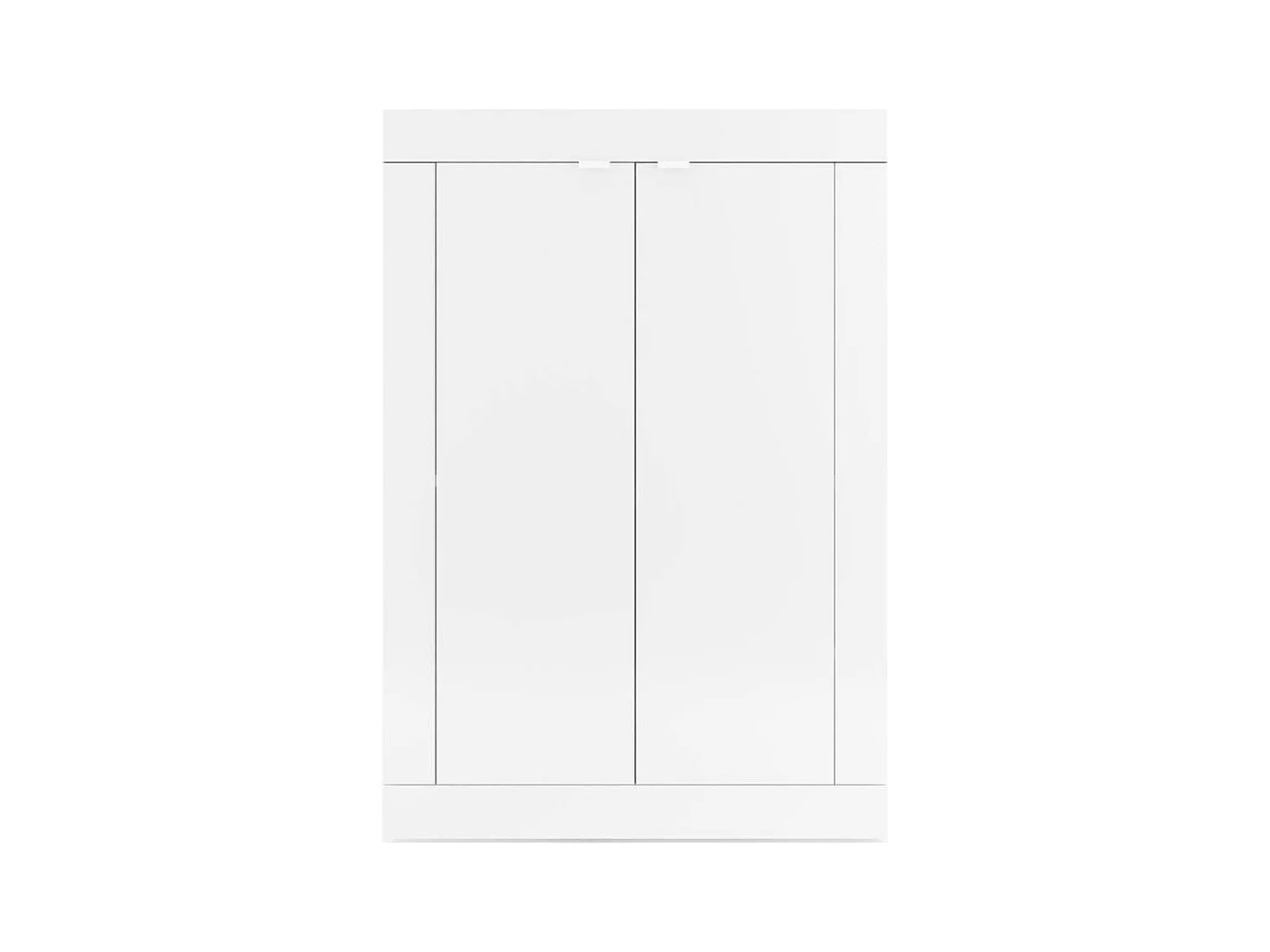 OTELLO - Meuble d'entrée 2 portes 4 étagères Blanc Laqué Weiss