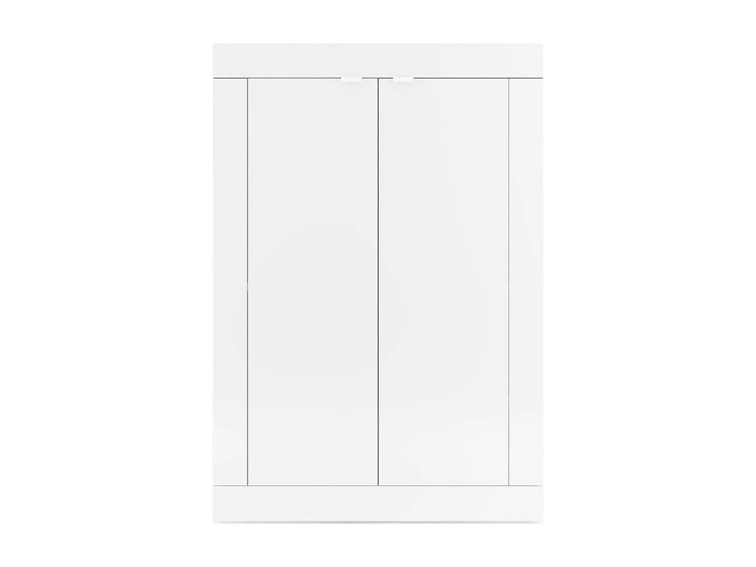 OTELLO - Meuble d'entrée 2 portes 4 étagères Blanc Laqué Weiss