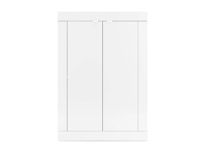 OTELLO - Meuble d'entrée 2 portes 4 étagères Blanc Laqué Weiss