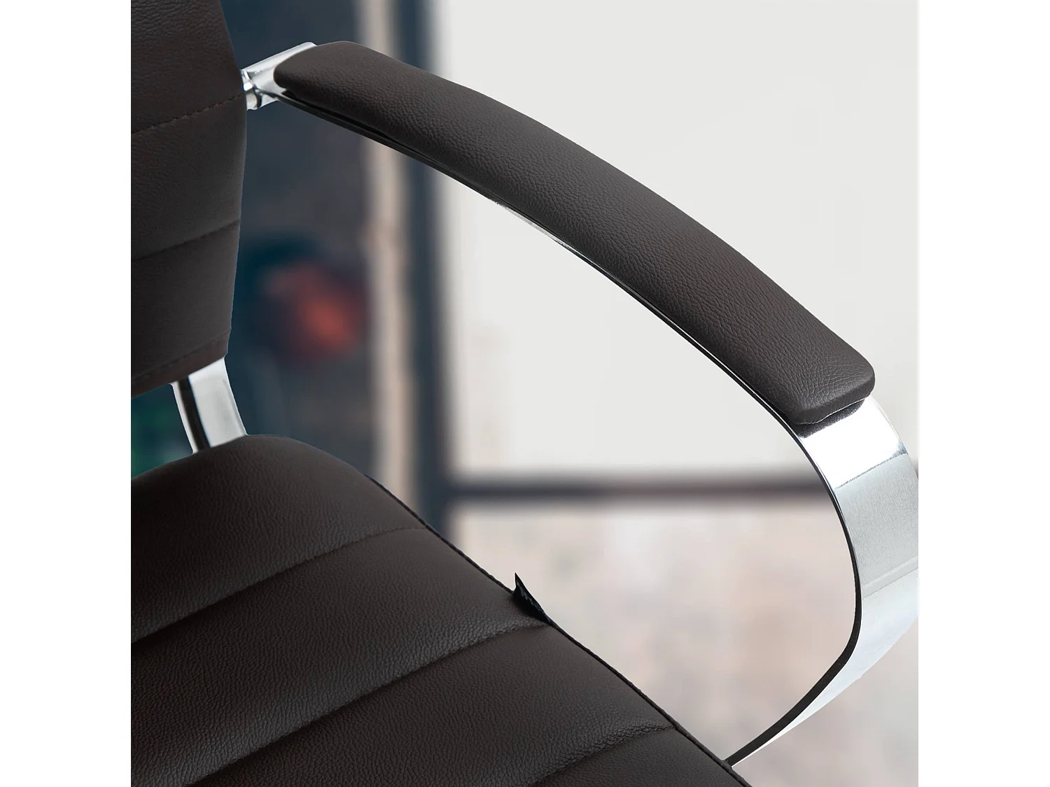 Chaise de bureau - Véritable cuir - Marron - Oakland