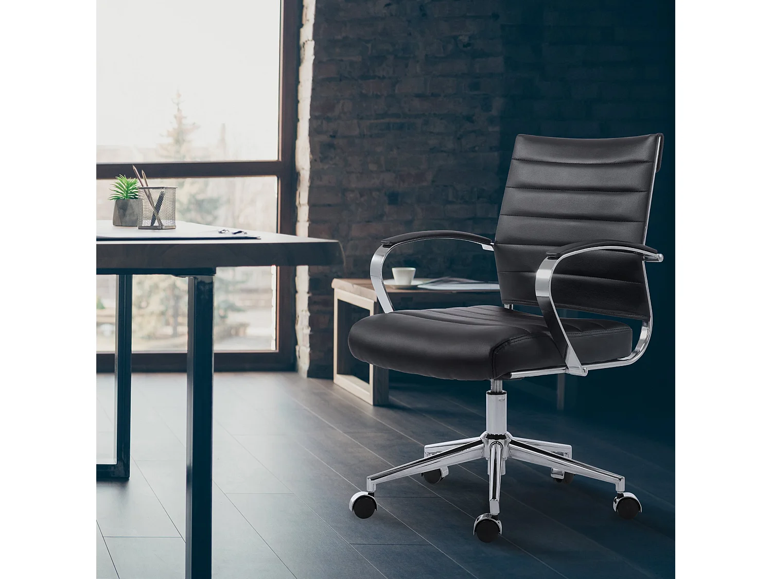 Chaise de bureau - Similicuir - Noir - Oakland