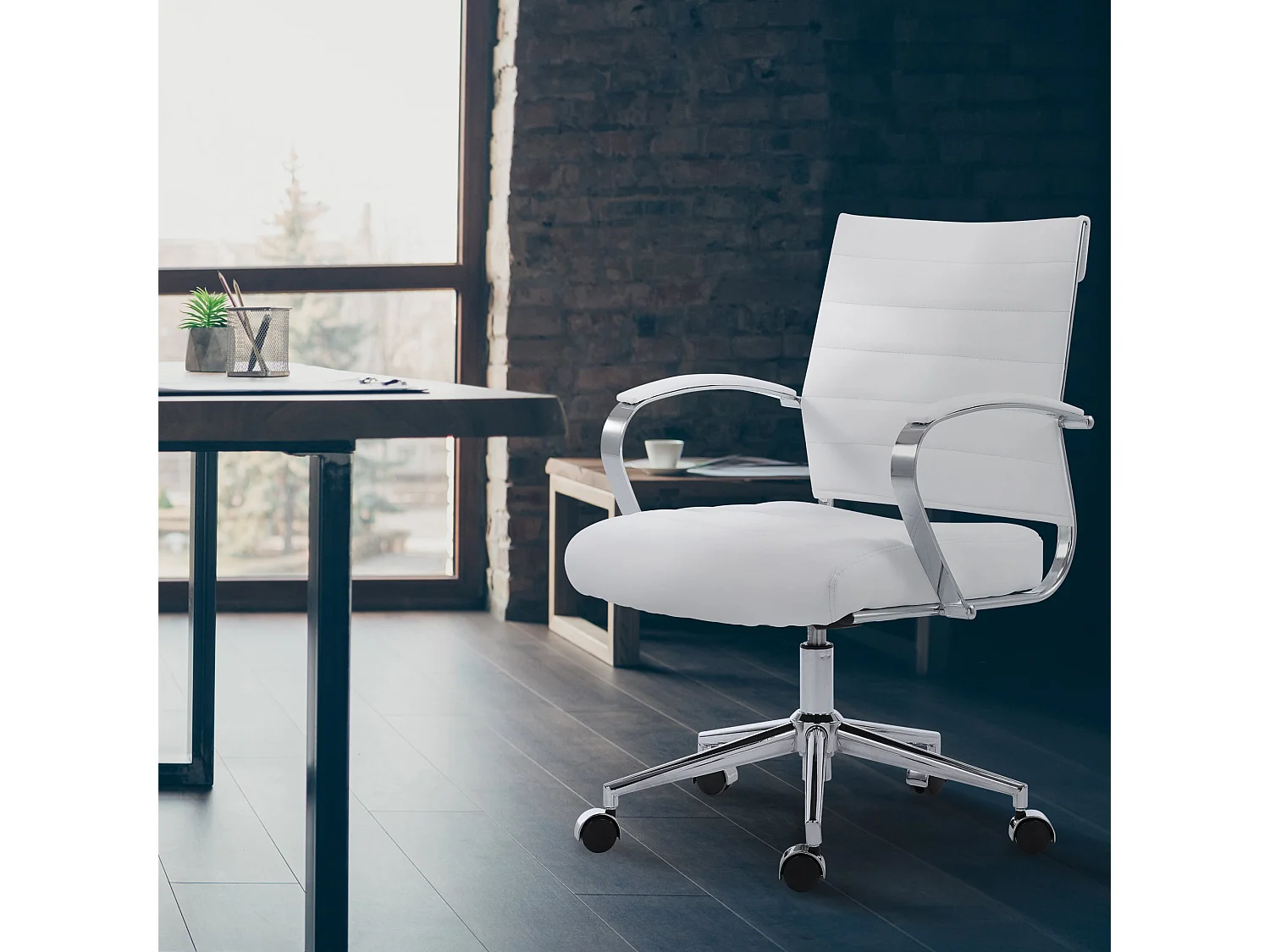 Chaise de bureau - Similicuir - Blanc - Oakland