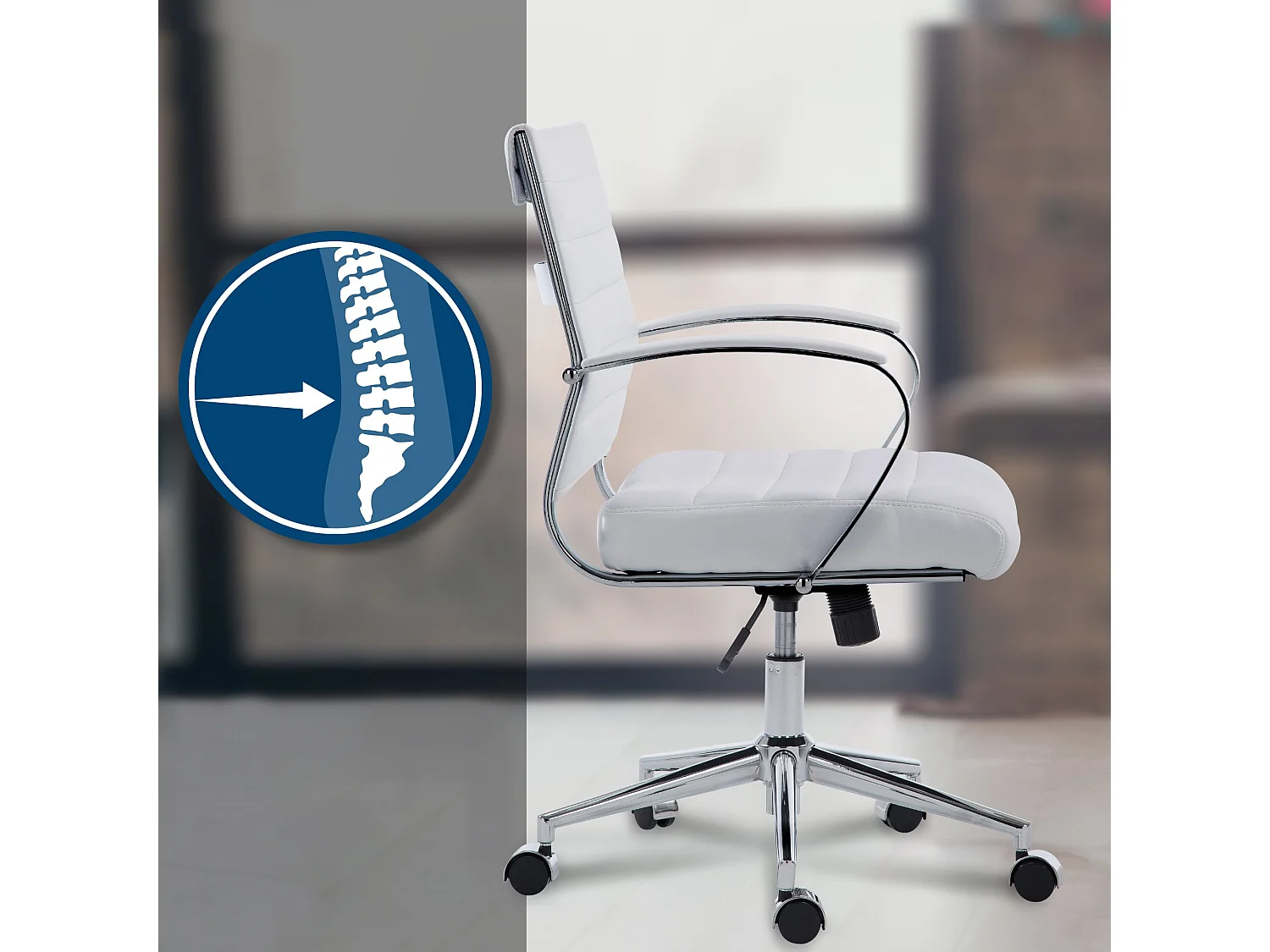 Chaise de bureau - Similicuir - Blanc - Oakland